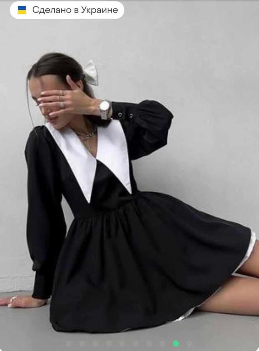 Сукня креп дайвінг чорний білий 56 ромір, фото 1