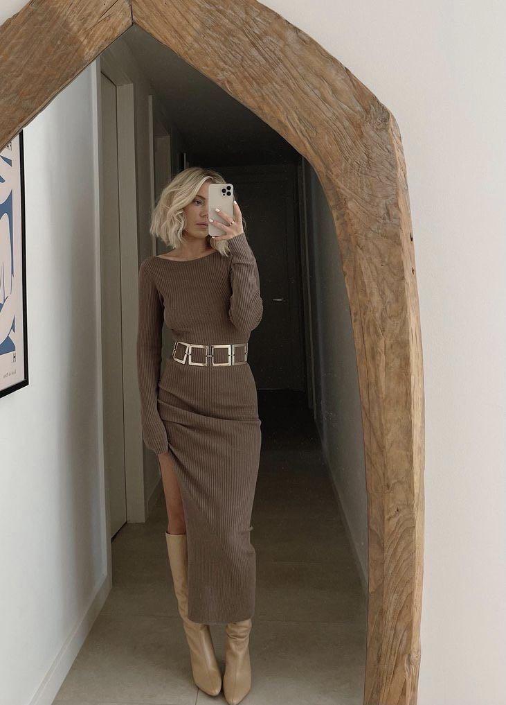 Сукня Рубчик широкий Коричневий 40 ромір, фото 1