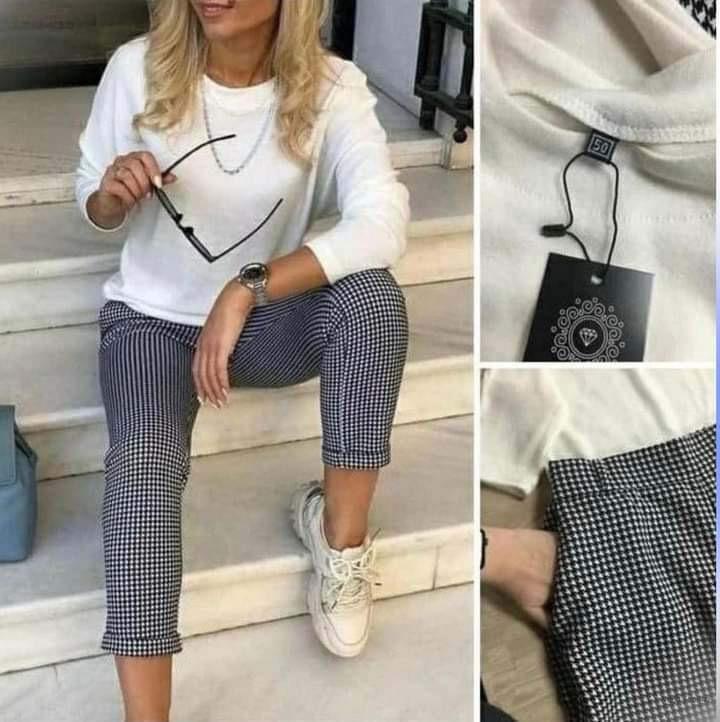 Костюм верх + штани (двійка) білий принтовий  60 ромір, фото 1