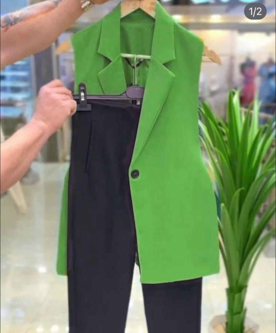 Костюм верх + штани (двійка) Костюмка чорний зелений 64 ромір, фото 1