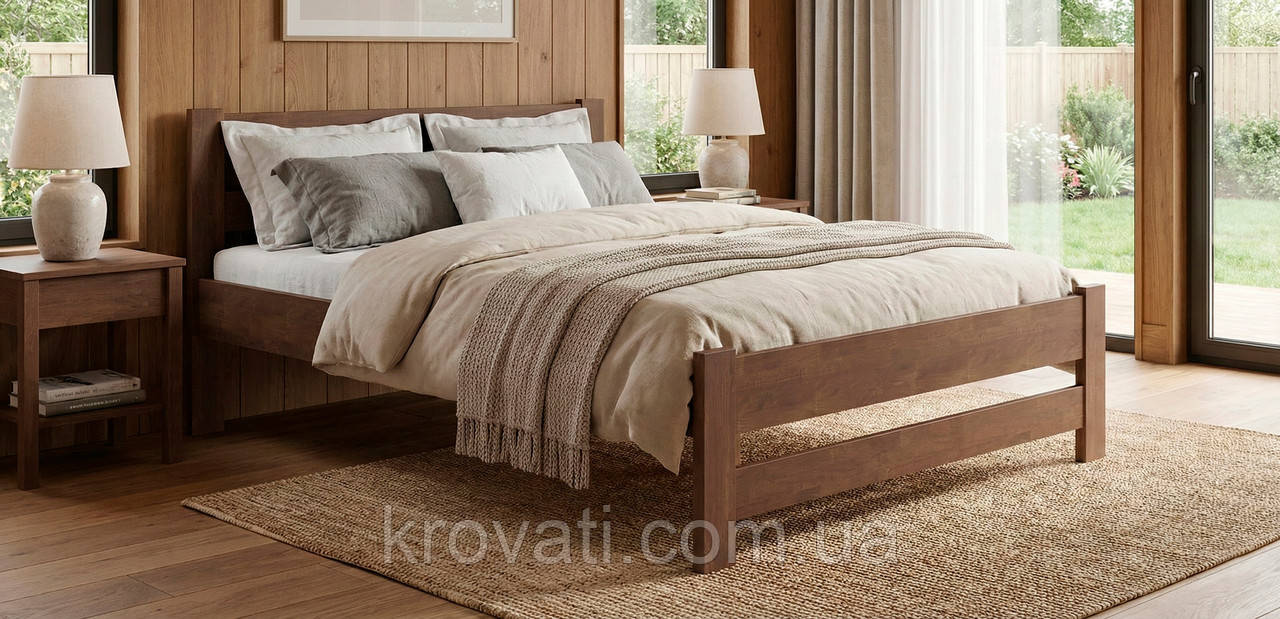 Ліжко дерев’яне 140 +внесок, Верона(бук) Меблі Сервіс, Горіх світлий