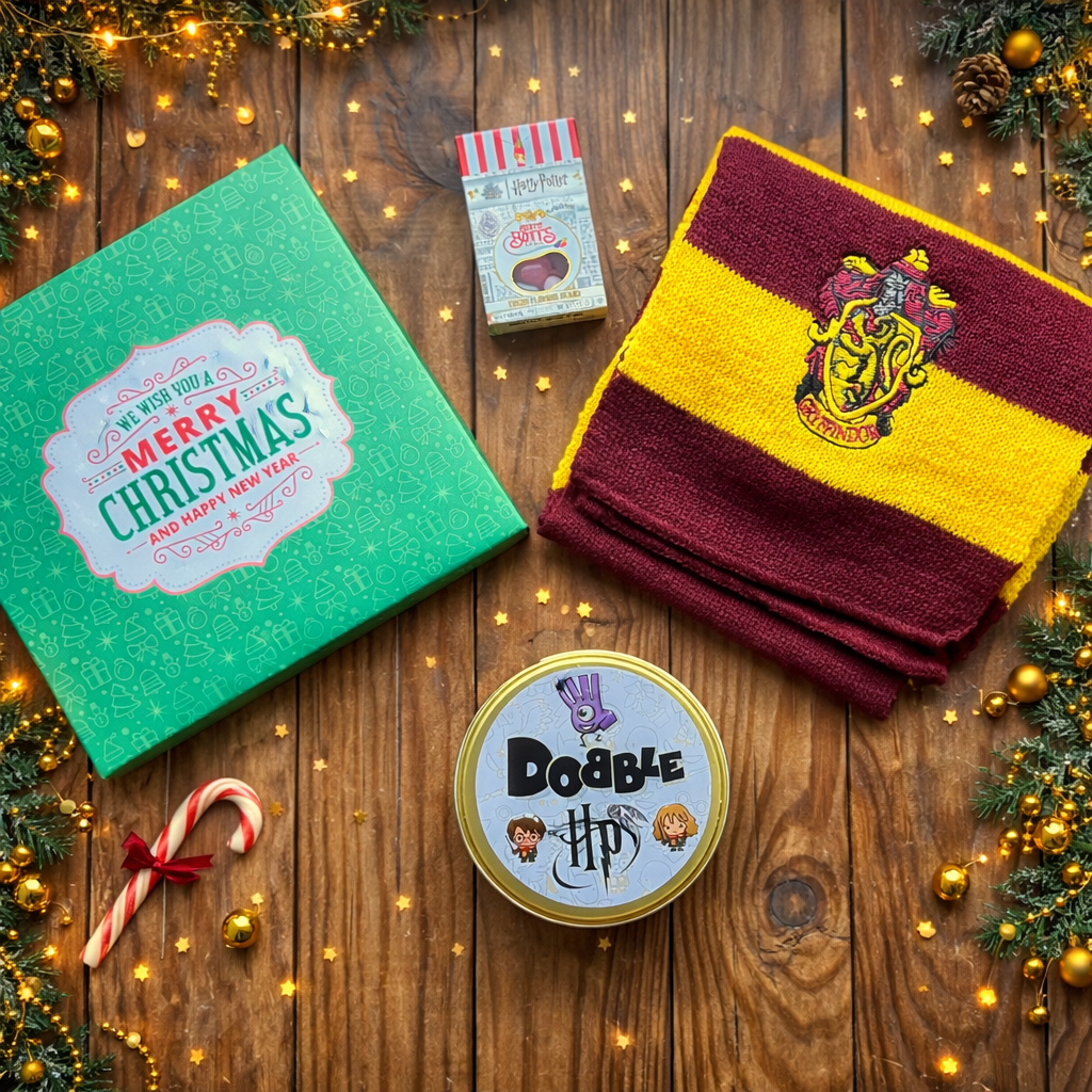 Подарунковий набір Гаррі Поттер Harry Potter Новорічний бокс (Боби, гра Доббль, Шарф)