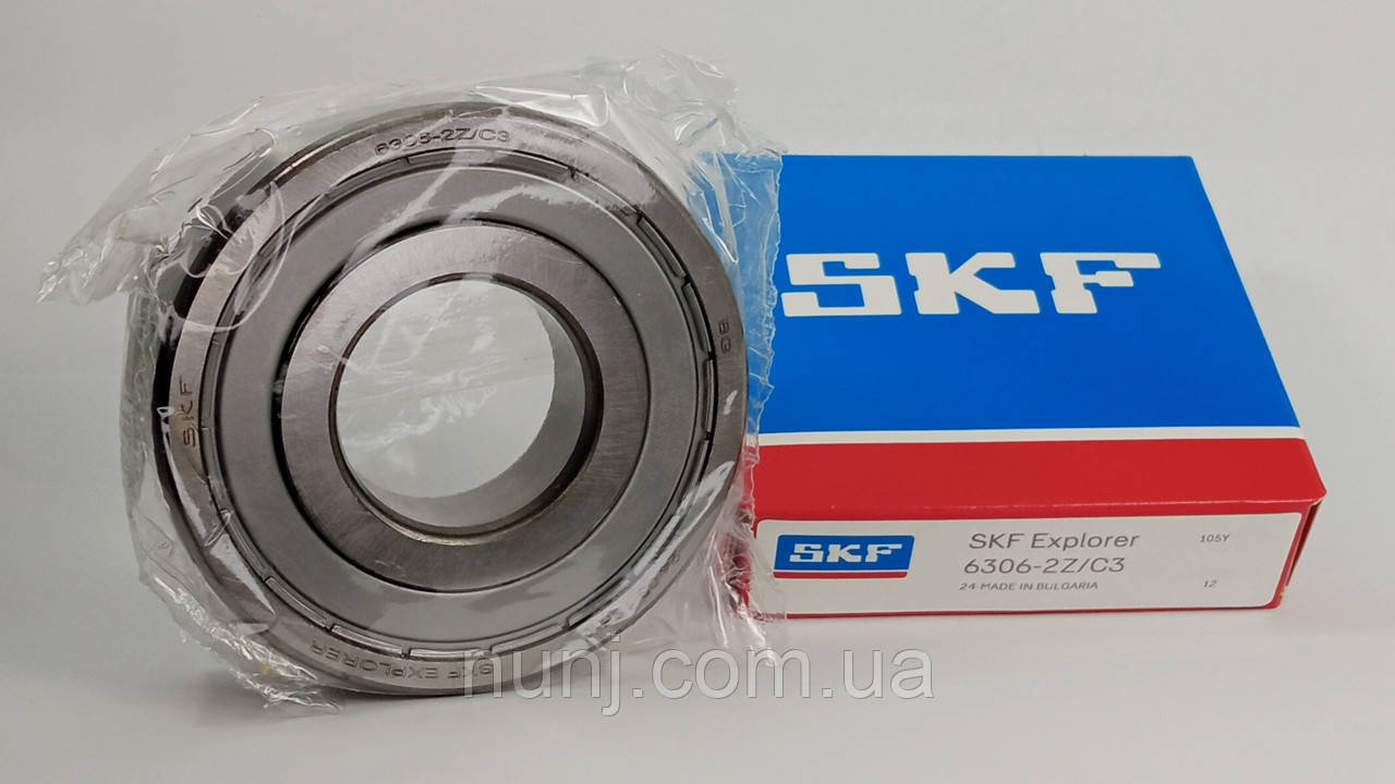 Підшипник 6306-ZZ-C3 SKF (70-80306) розміри: 30*72*19 кульковий радіальний закритий, фото 1