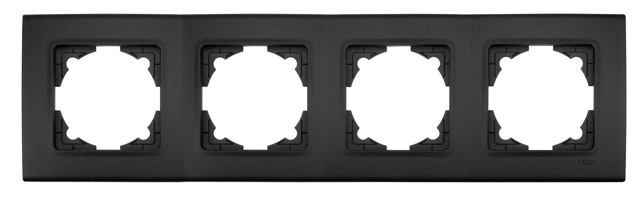 Рамка для розеток чорна VIKO Linnera 90484004 4 поста, фото 1