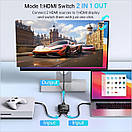 HDMI перемикач ACASIS 2-в-1/1-в-2 HDMI 2.0 (4K@60 Гц, HDR, 3D, 18 Гбіт/с) для PS5/PS4/PS3, Xbox, Blu-ray, Fire Stick, Roku, чорний, фото 3