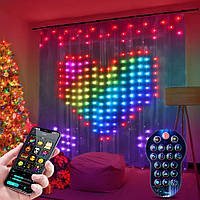 Умная гирлянда Штора от USB, 2х2м, 400LED, пульт, SFK-07, RGB / Новогодняя гирлянда / Программируемая гирлянда