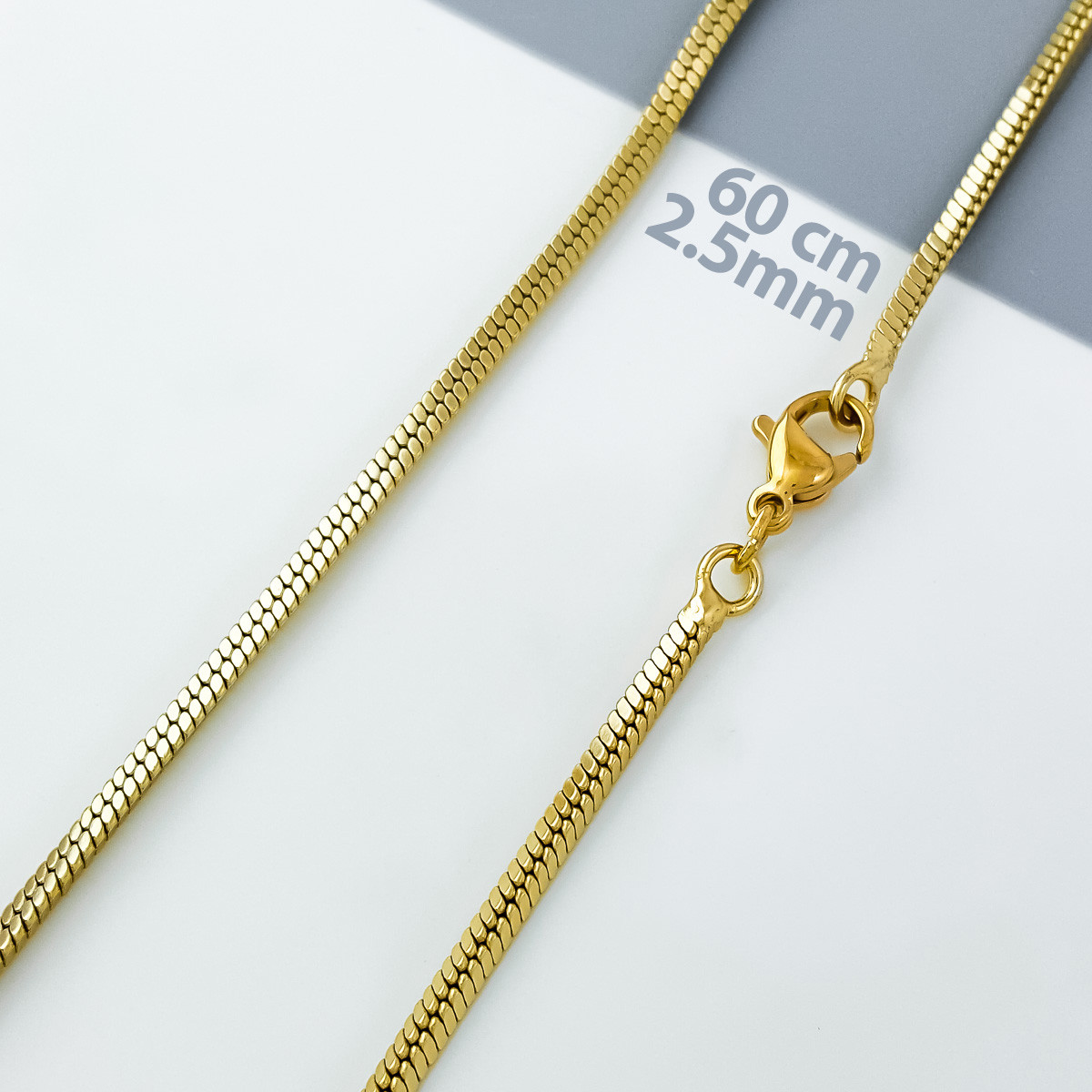 Ланцюжок Еластичний Снейк, р.60; 2,5мм, Xuping, медсплав,18К, фото 1