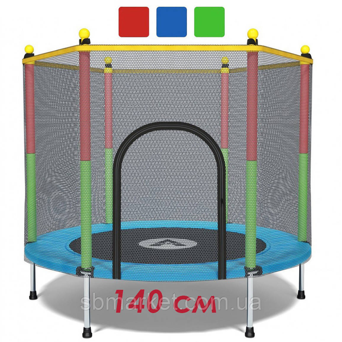 Батут манеж дитячий з сіткою Atleto 140 см синій KRB01 для кімнати, будинку, квартири, вулиці