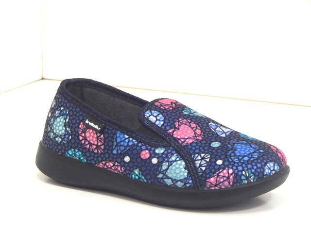 Дитячі домашні капці для дівчаток синього кольору в сердечка— м’які, теплі та безпечні для щоденного комфорту, фото 1