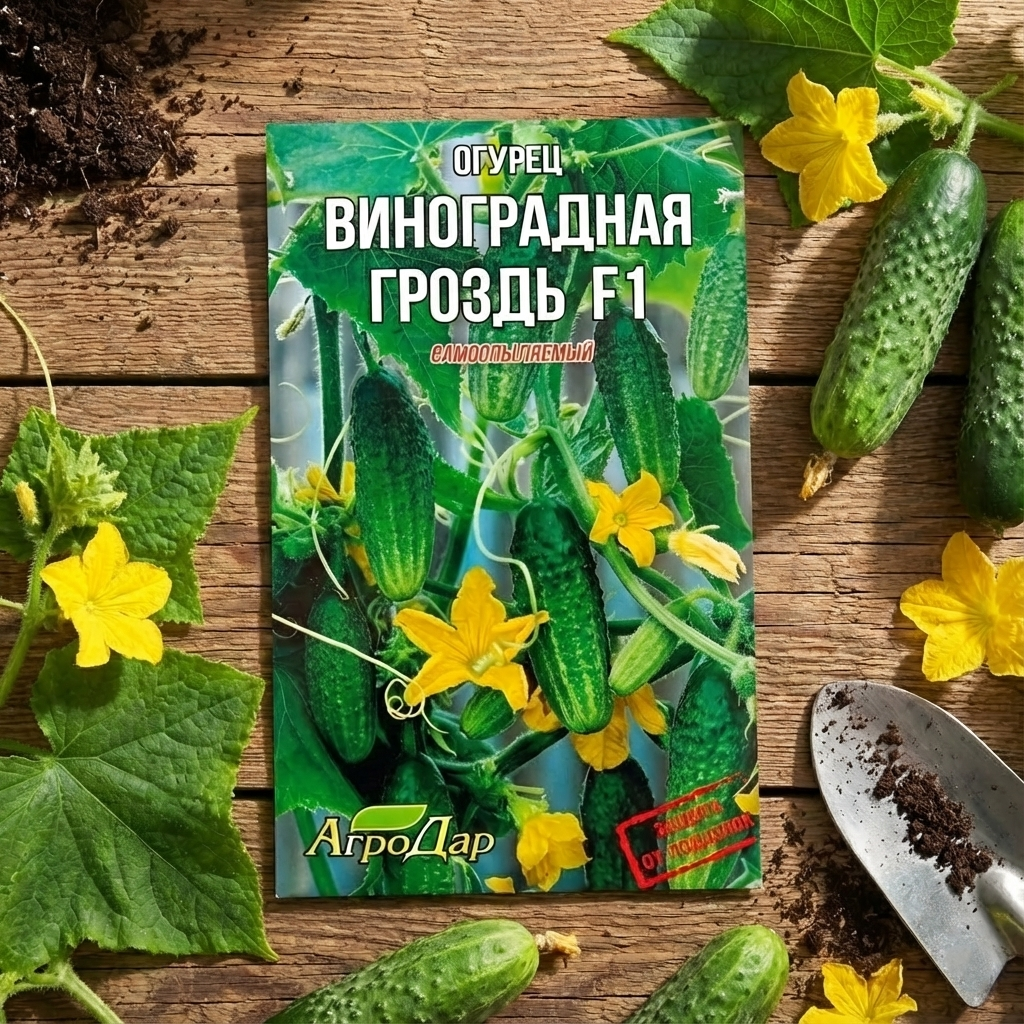 Огірок Виноградна Гроздь F1 — насіння (2 г) для дружної зав’язі та зручного збору, фото 1