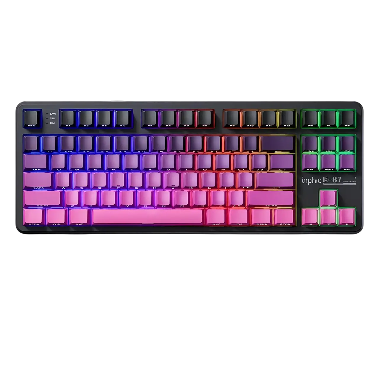Клавіатура INPHIC K87 Black-Gold Switch Side Printed Gradient Black Pink