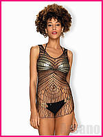 AR Платье сетка Obsessive LUX HOT черное с глубоким вырезом для соблазнительного образа наряд для вече SEX69\0