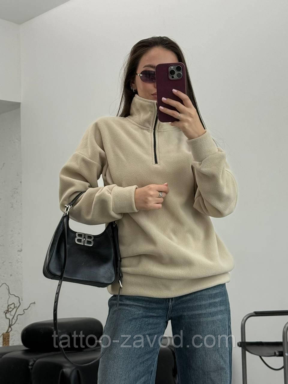 Флісова кофта з змійкою на комірі 42-48, фото 1