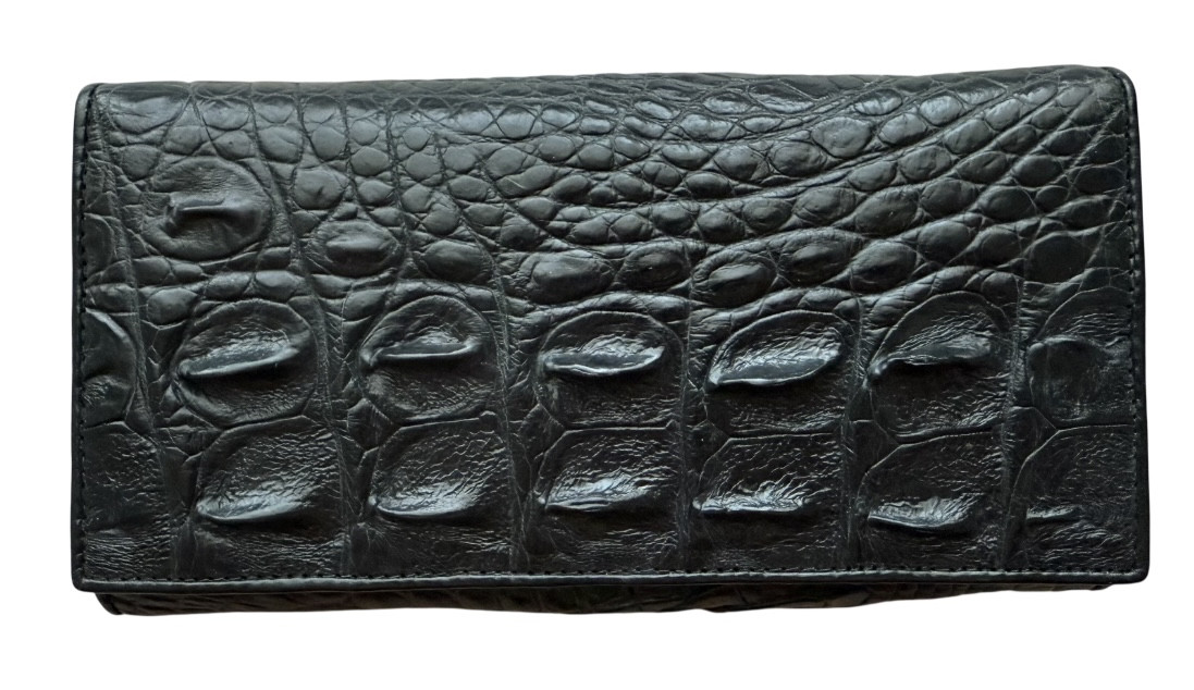 Гаманець із натуральної шкіри крокодила чорний з металічною монетницею Ekzotic leather cw18_2