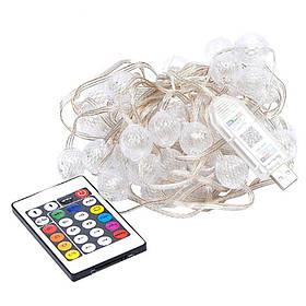 Гірлянда RGB з пультом "Кулька велика" D-52 Smart, USB 50L 5 метрів, змінює колір Bambi yY.