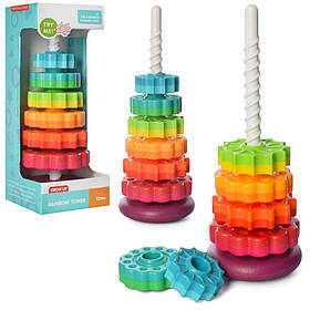 Дитяча розвиваюча іграшка "Пірамідка" 17403 кільця на спіралі 6 штук Bambi yY.