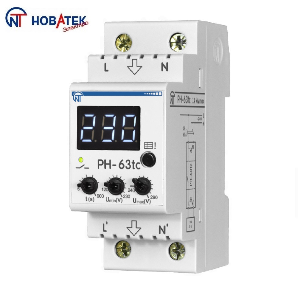 Реле напруги PH - 63tc (63A) "Новатек-Електро" Україна