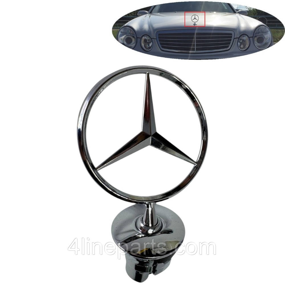 Емблема логотип капоту W140 Mercedes хром A2108800186, фото 1