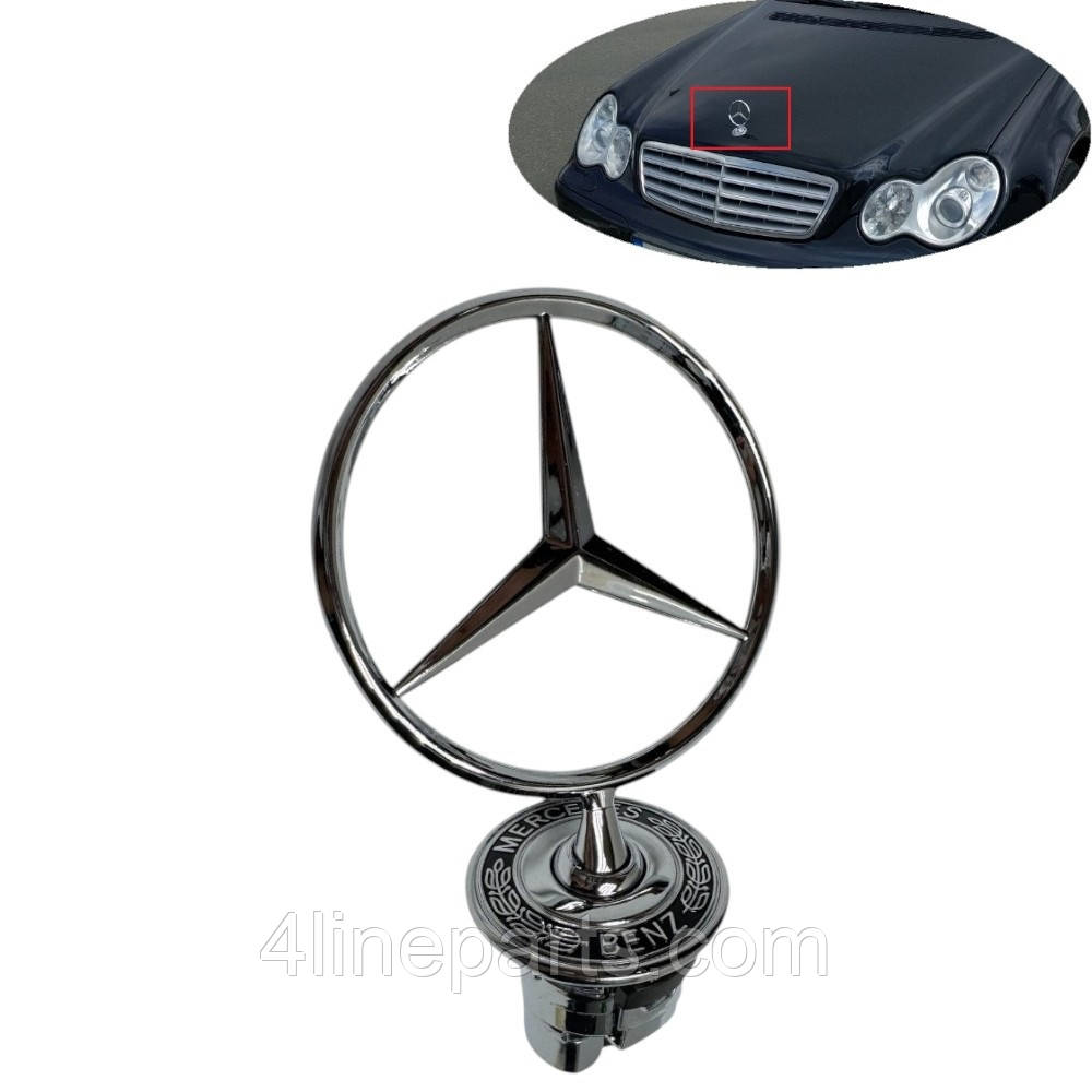 Емблема логотип капоту W124 Mercedes сірий A2108800186, фото 1