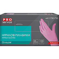 Медичні рукавички PRO service Оглядові нітрилові нестерильні неопудрені Розмір M Рожеві 100 шт. (4823071665215)