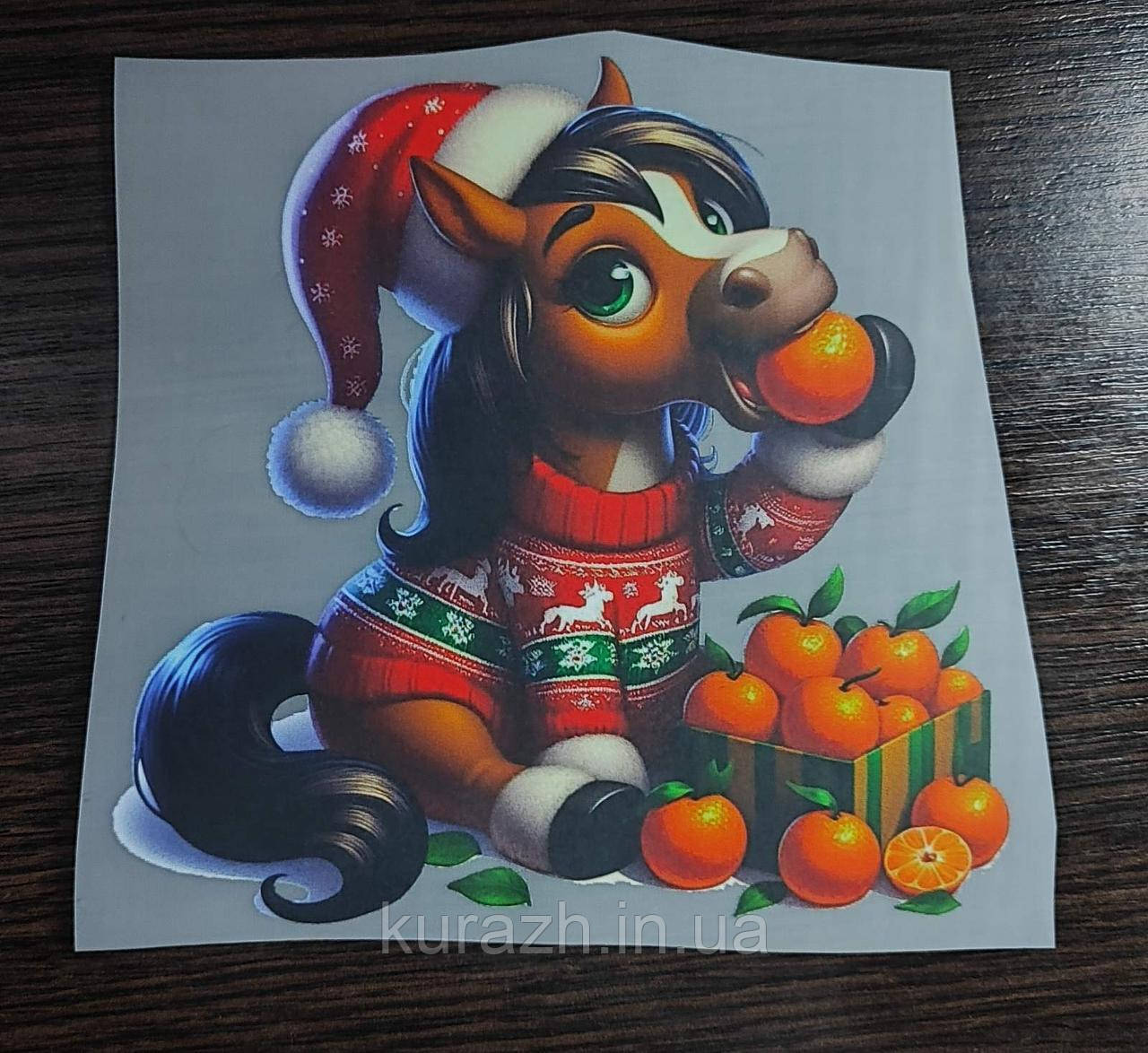 Термонаклейка на одяг "Конячка з мандаринками", фото 1