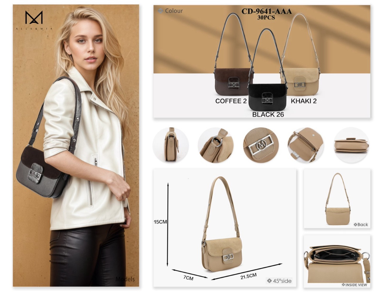 Жіноча сумка на плече Alex&Mia 9641 Купити Жіночі клатчі в Одесі Модні жіночі сумочки та клатчі, фото 1