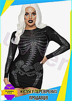 UPT Мини-платье скелет черное Best Mix Leg Avenue с блестящим принтом для Хэллоуина готическое платье с UPT66-