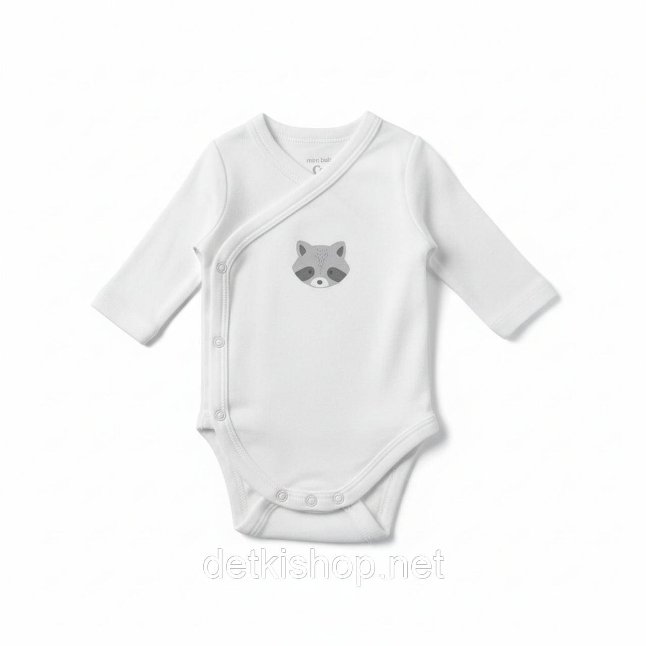 Біле боді на запах з довгим рукавом для новонароджених 50 см (0-1М)