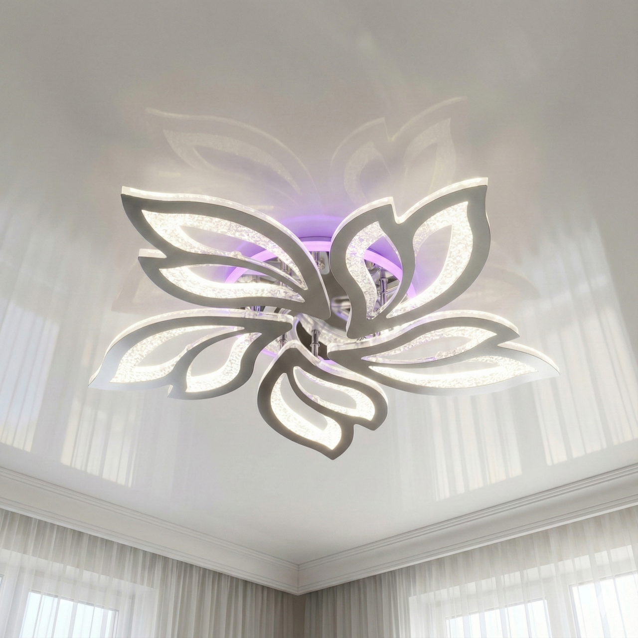 Люстра Лед з пультом Vatan Light 90W до 20 м² колір Хром 1189/5CH, фото 1