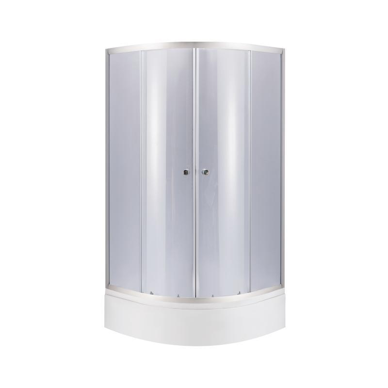 Lidz Latwa SC80x80.SAT.MID.GR Душова кабіна напівкругла, скло тон. 4 мм + Lidz Душовий піддон KAPIELKA ST80x80x26, з панеллю