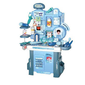 Набір лікаря 9023 Столик-робоча станція 40х17х55 см 42 елементи Муляжі інструментів Окуляри для дітей від 3 років