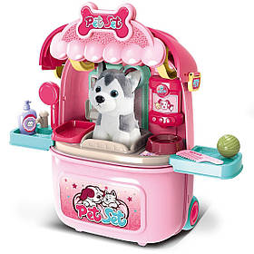 Валіза з улюбленцем 008-980-3 Грумінг салон 2-в-1 Валіза-трансформер на колесах М'яка іграшка Песик Аксесуари Від 3 років