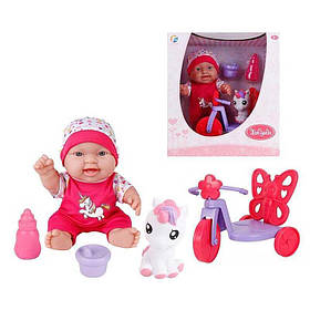 Пупс 716 A (18/2) велосипед, іграшка, аксесуари, висота 24 см, в коробці