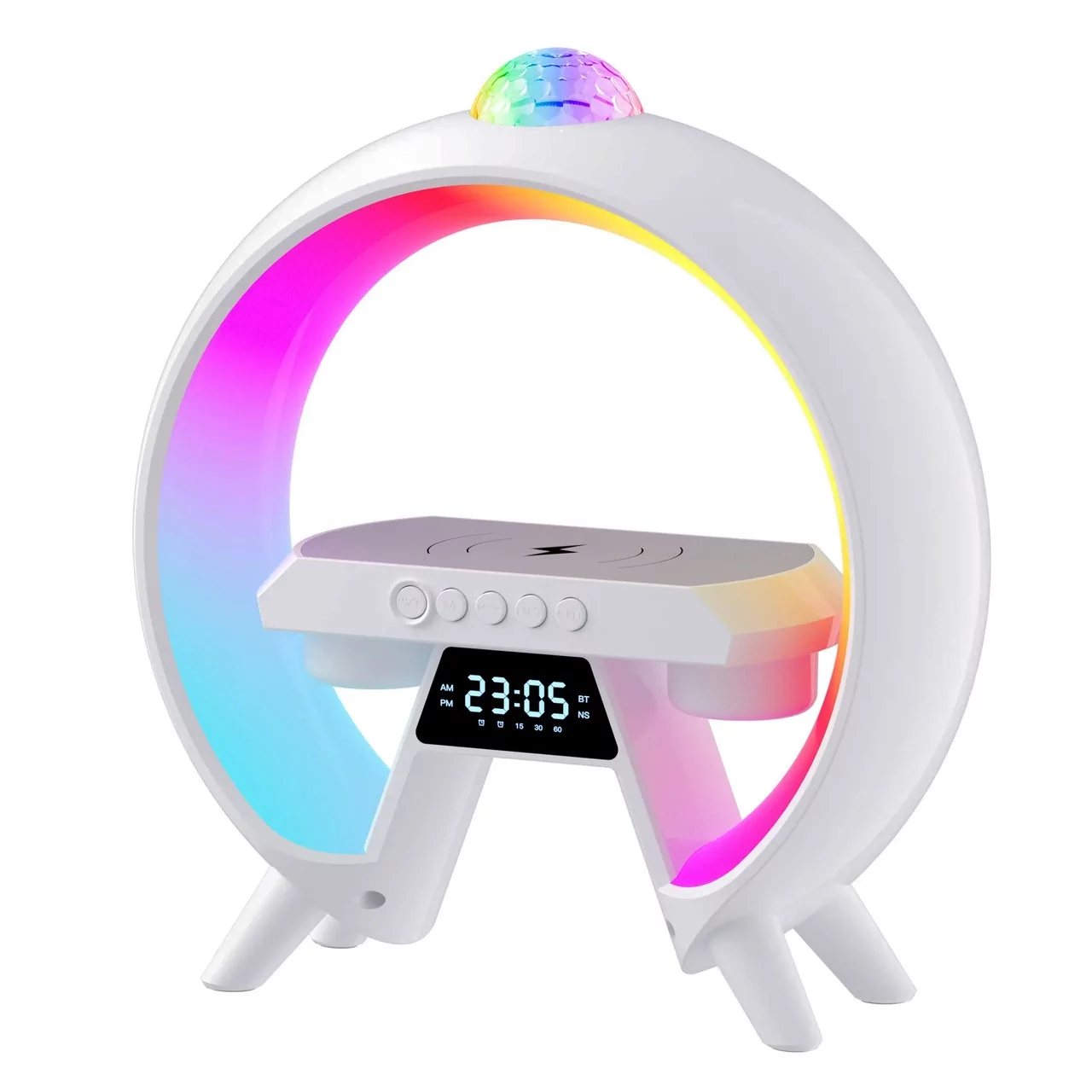 Лампа настільна HM-G66 смарт нічник із проєкцією USB Bluetooth з бездротовою зарядкою Білий