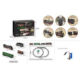 Залізниця 608 B 4 вагони довжиною 68 см, дорога 99х138 см, підсвічування, парогенерація, звук-беззвучний режим, рух вперед-назад,