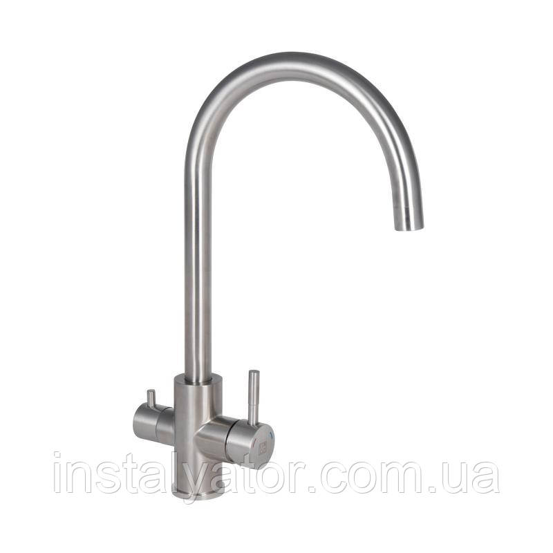 Змішувач для кухні Lidz Aria 24U-SFS, U-подібний з підключенням фільтра (k35), фото 1