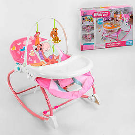 Шезлонг 8169 (6) 2в1 шезлонг і дитячий стільчик, музичний блок з вібрацією, знімна стільниця, 2 підвісних гризунки, в коробці