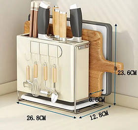 Кухонний органайзер Solve для ножів і приборів білий тримач + гачки для аксесуарів  KT7007904