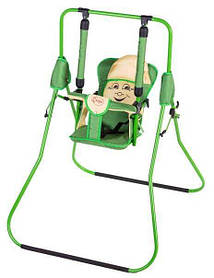 Гр Гойдалка підлогова "Алінка" 24839 (1) зелений каркас, зелена матерія, жовтий гномик