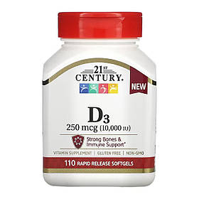 21st Century D3 250 mcg (10,000 IU) - 110 softgels yY.