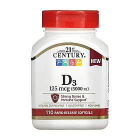 21st Century D3 125 mcg (5000 IU) - 110 softgels yY.