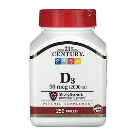 21st Century D3 50 mcg (2000 IU) - 250 tabs yY.