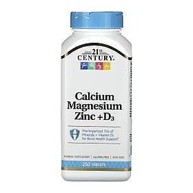 21st Century Calcium Magnesium Zinc +D3 - 250 tabs yY.