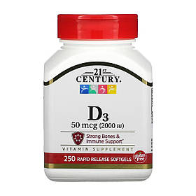 21st Century D3 50 mcg (2000 IU) - 250 softgels yY.