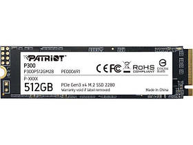 Накопичувач SSD M.2 Patriot P300 512GB NVMe 2280 PCIe 3.0x4 3D NAND TLC yY.