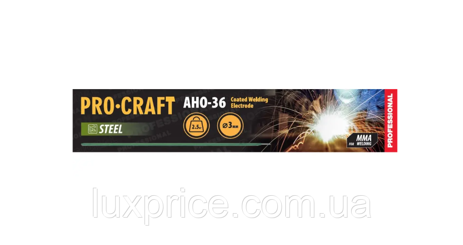 Електроди PROCRAFT Д-3,0 2,5кг AHO36LuxPrice, фото 1