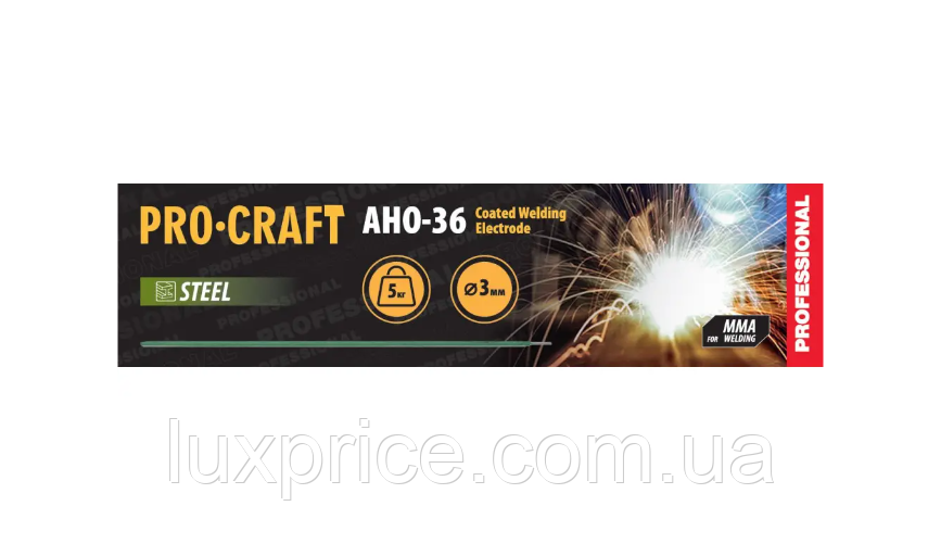 Електроди PROCRAFT Д-3,0 5кг AHO36LuxPrice, фото 1
