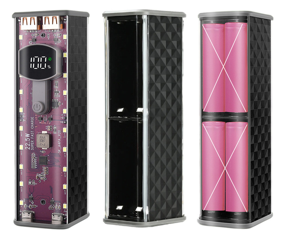 Корпус для Power Bank Т8, 8*18650, 2*USB, 2*Type-C QC+PD з LED-світильником, фото 1