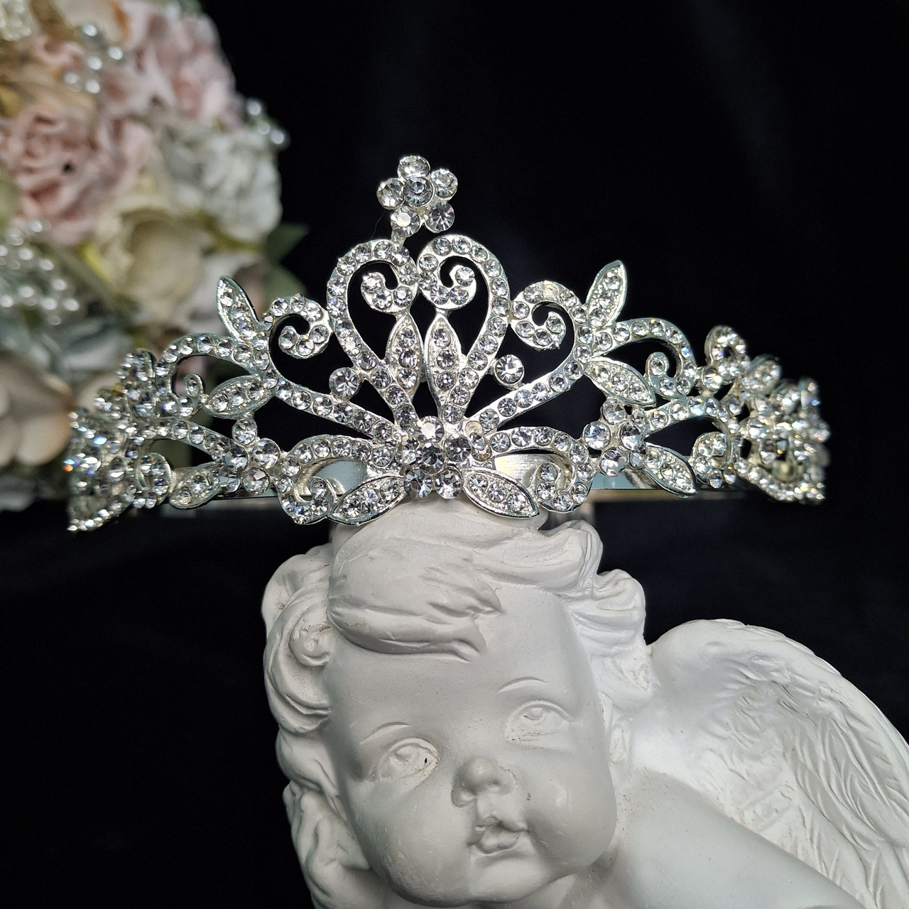 Діадема дитяча Срібло 4 см Маленька діадема для дівчинки Ажурна діадема-тіара, фото 1