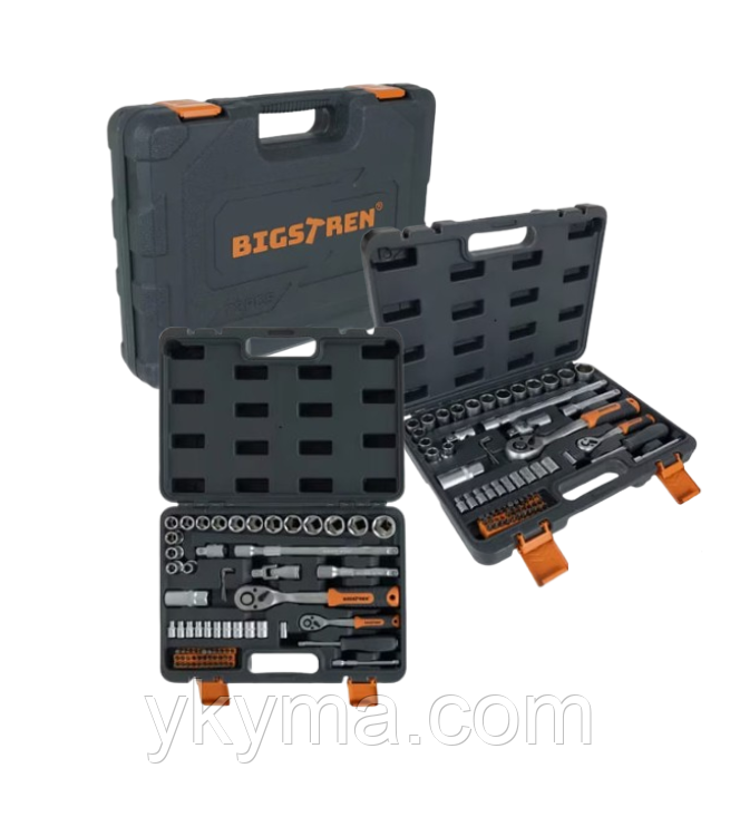 Набір ручного інструменту Bigstren на 72 предмети з хром-ванадієвої сталі в ударостійкому кейсі, фото 1
